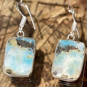 Caribbean DR Larimar Crystal Earrings 1 1/2”